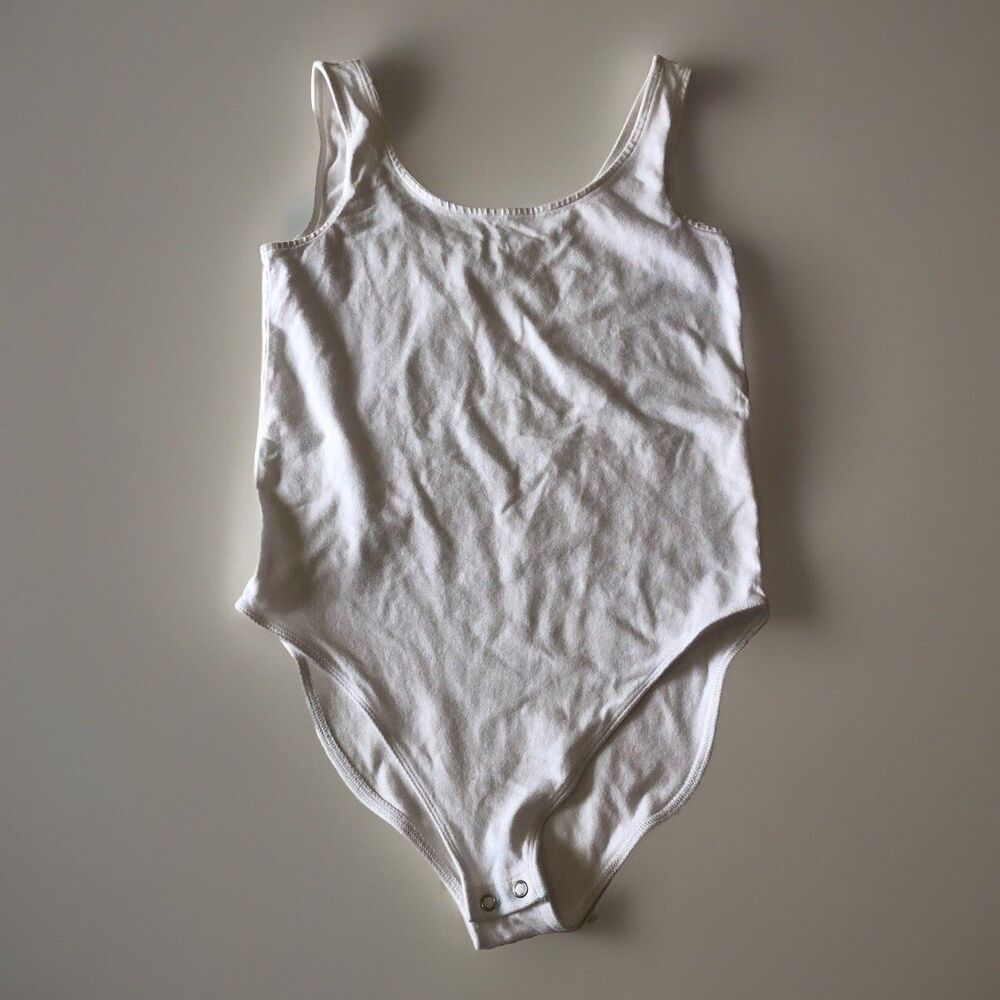 Gap Women’s White Tank Bodysuit Snap Closure Size Small